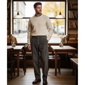 Lodati Corduroy Pleated Pants Men's Sz 38 Straight Leg Casual Gray Vintage Adult